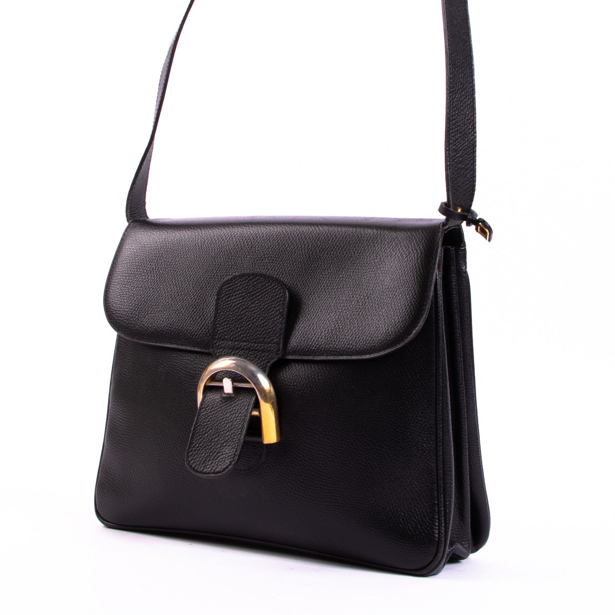 shop safe online at Labellov in Antwerp this 100% authentic second hand Delvaux Black Baudrier Shoulder Bag