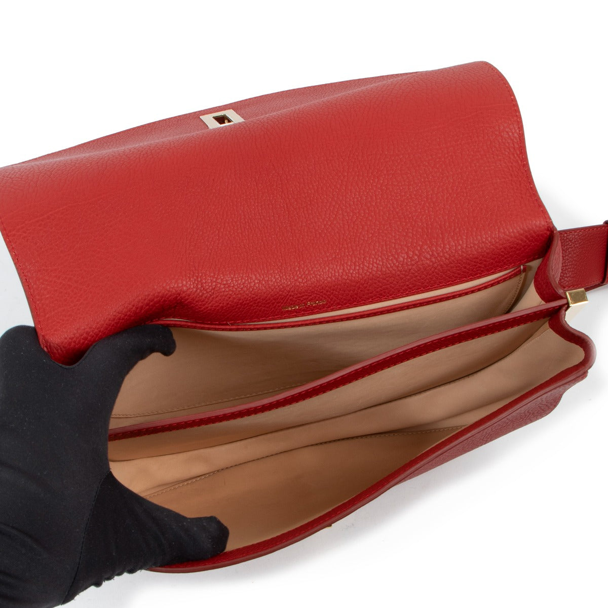 Delvaux Le Mutin MM Shine Scarlet Red Crispy Calf