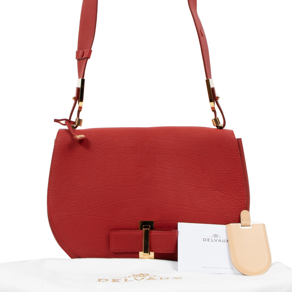 Delvaux Le Mutin MM Shine Scarlet Red Crispy Calf