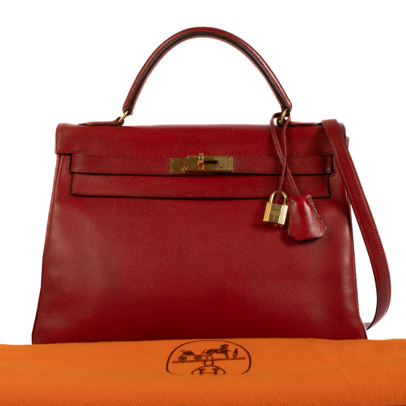 Hermès Kelly 32 Rouge Vif Courchevel GHW for the best price at Labellov