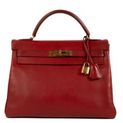 Buy authentic second hand vintage Hermès Kelly 32 Rouge Vif Courchevel on www.labellov.com