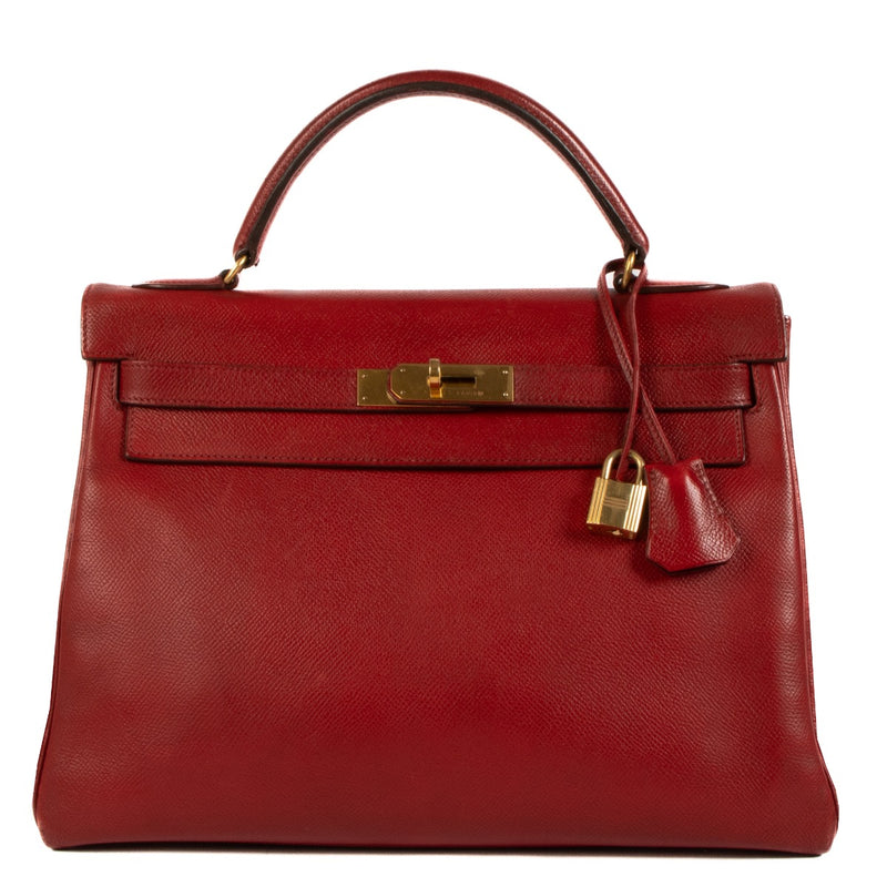 Buy authentic second hand vintage Hermès Kelly 32 Rouge Vif Courchevel on www.labellov.com