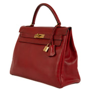 Buy authentic second hand vintage Hermès Kelly 32 Rouge Vif Courchevel on www.labellov.com