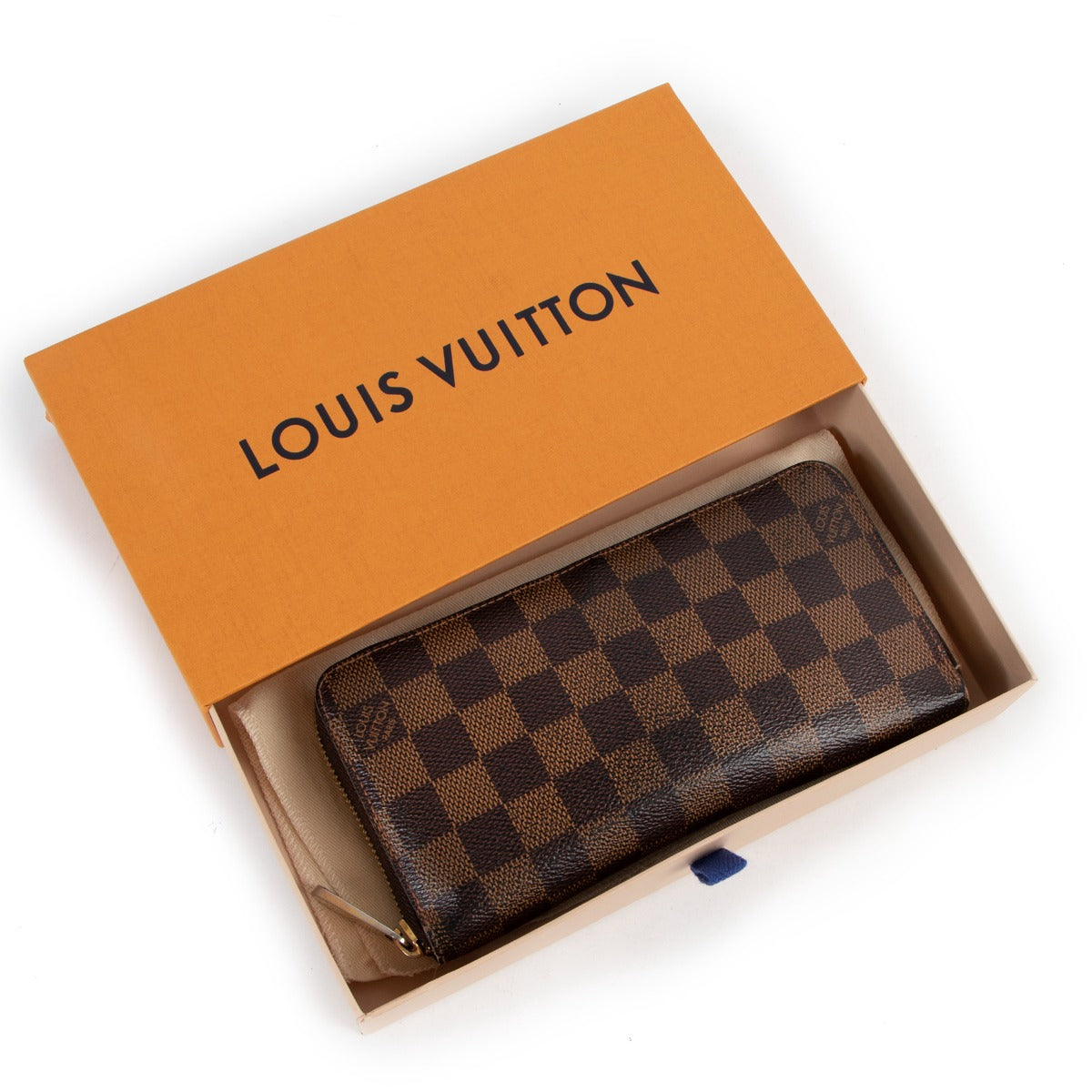 Second hand authentic luxury designer Louis Vuitton Zippy Wallet Damier Ebene Canvas at Labellov