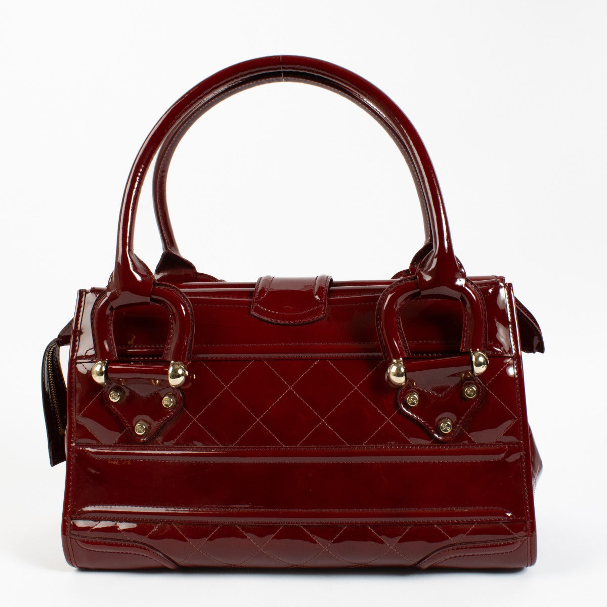 Burberry Red Quilted Patent Leather Manor Shoulder Bag