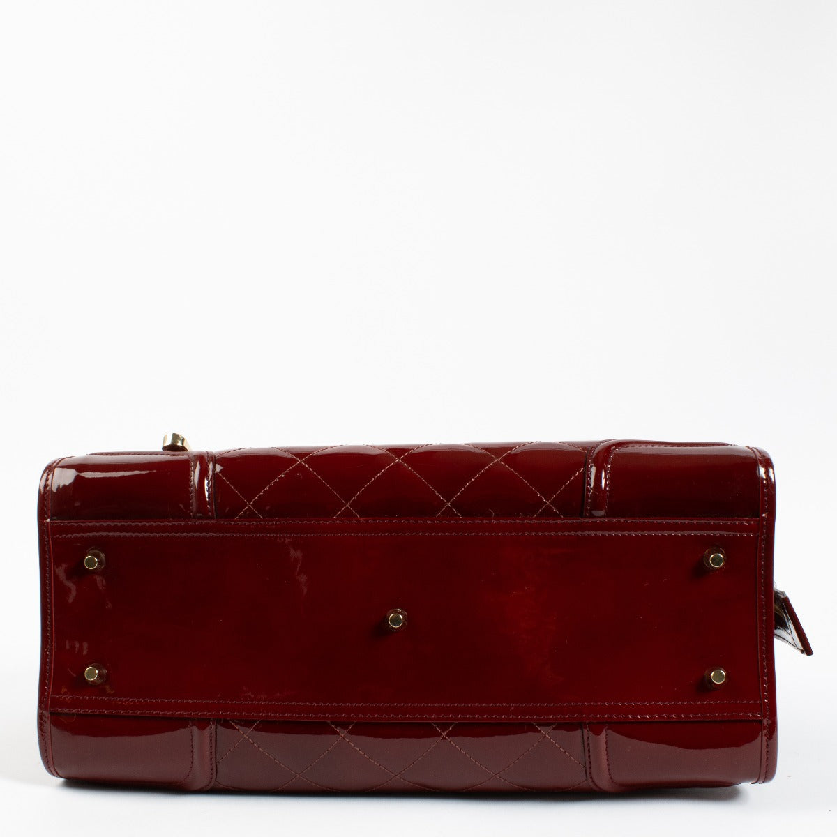 Burberry Red Quilted Patent Leather Manor Shoulder Bag