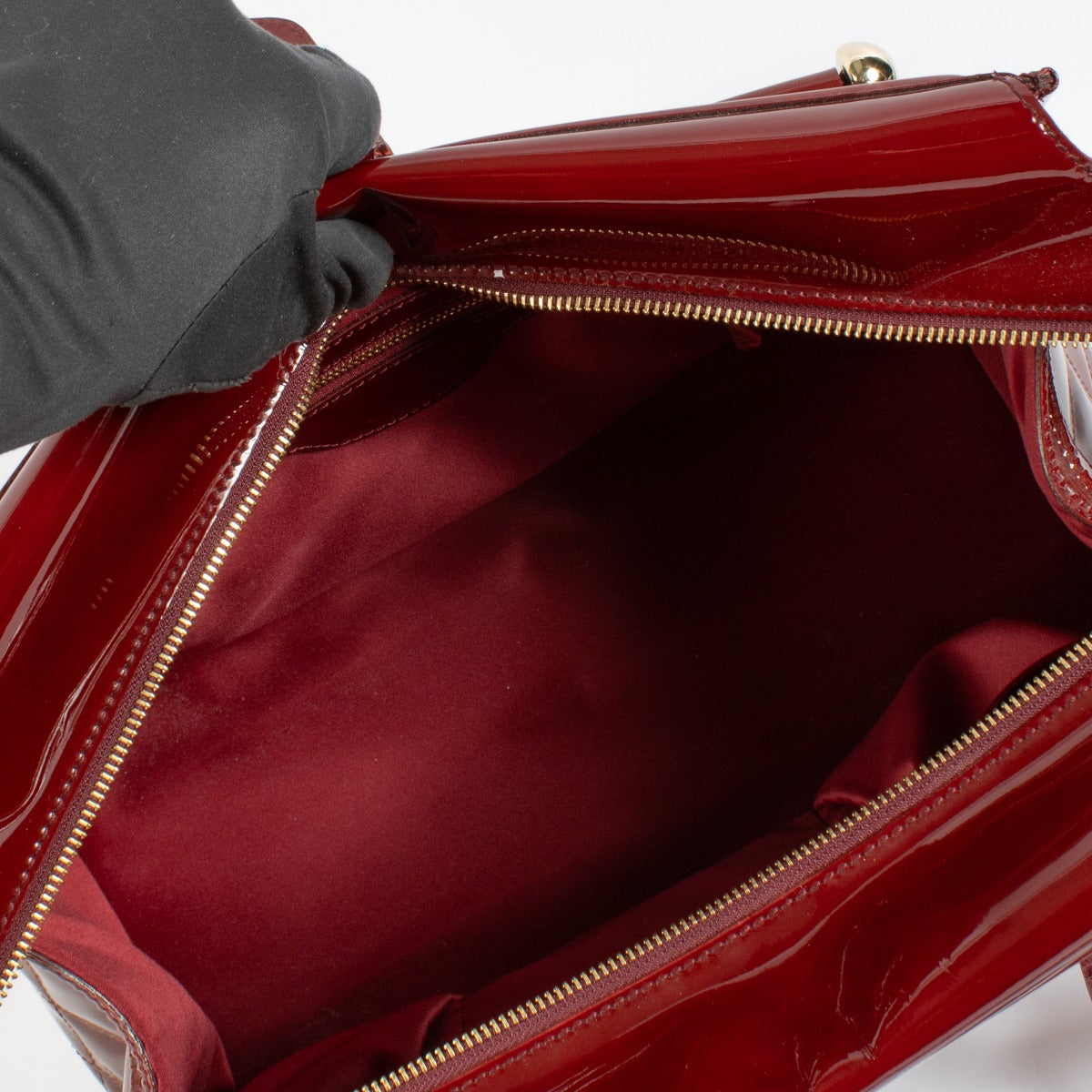 Burberry Red Quilted Patent Leather Manor Shoulder Bag