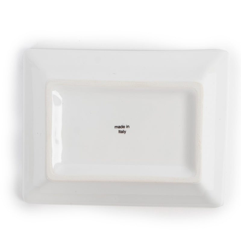 Second hand luxury designer dinnerware home decoration Fendi White Logo Print Porcelain Square Plate at Labellov