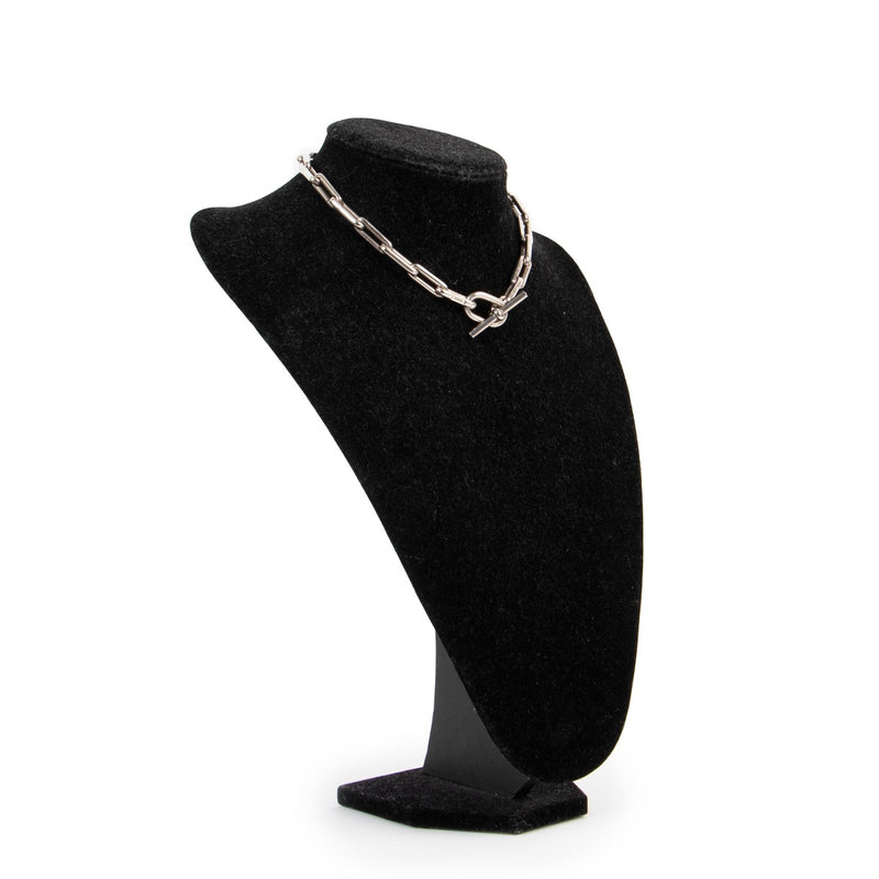Shop authentic second hand Hermès Sterling Silver Elongated Oval Link Necklace at Labellov