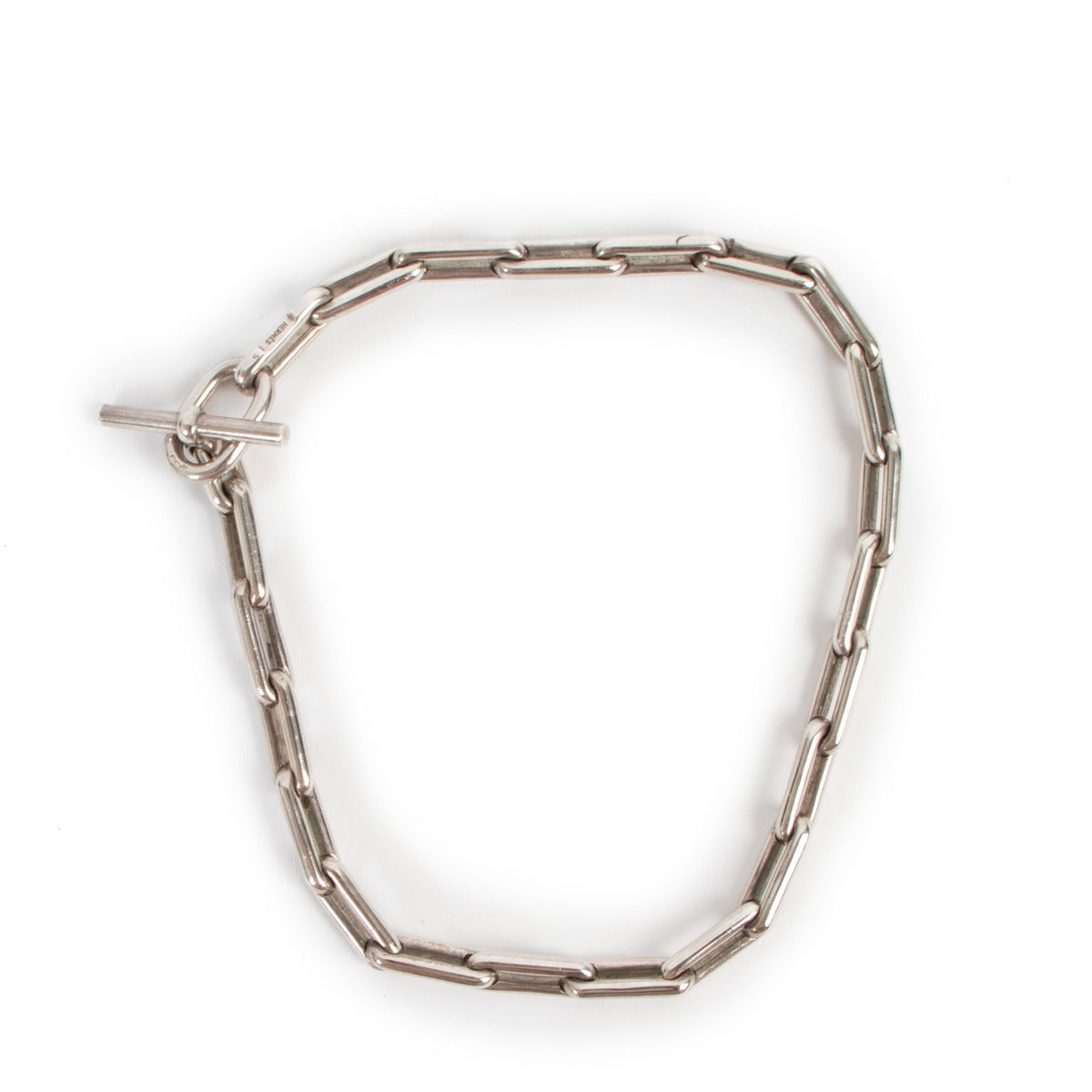 Shop authentic second hand Hermès Sterling Silver Elongated Oval Link Necklace at Labellov