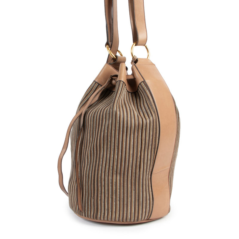 Delvaux Light Brown Gibus Toile de Cuir Bucket bag