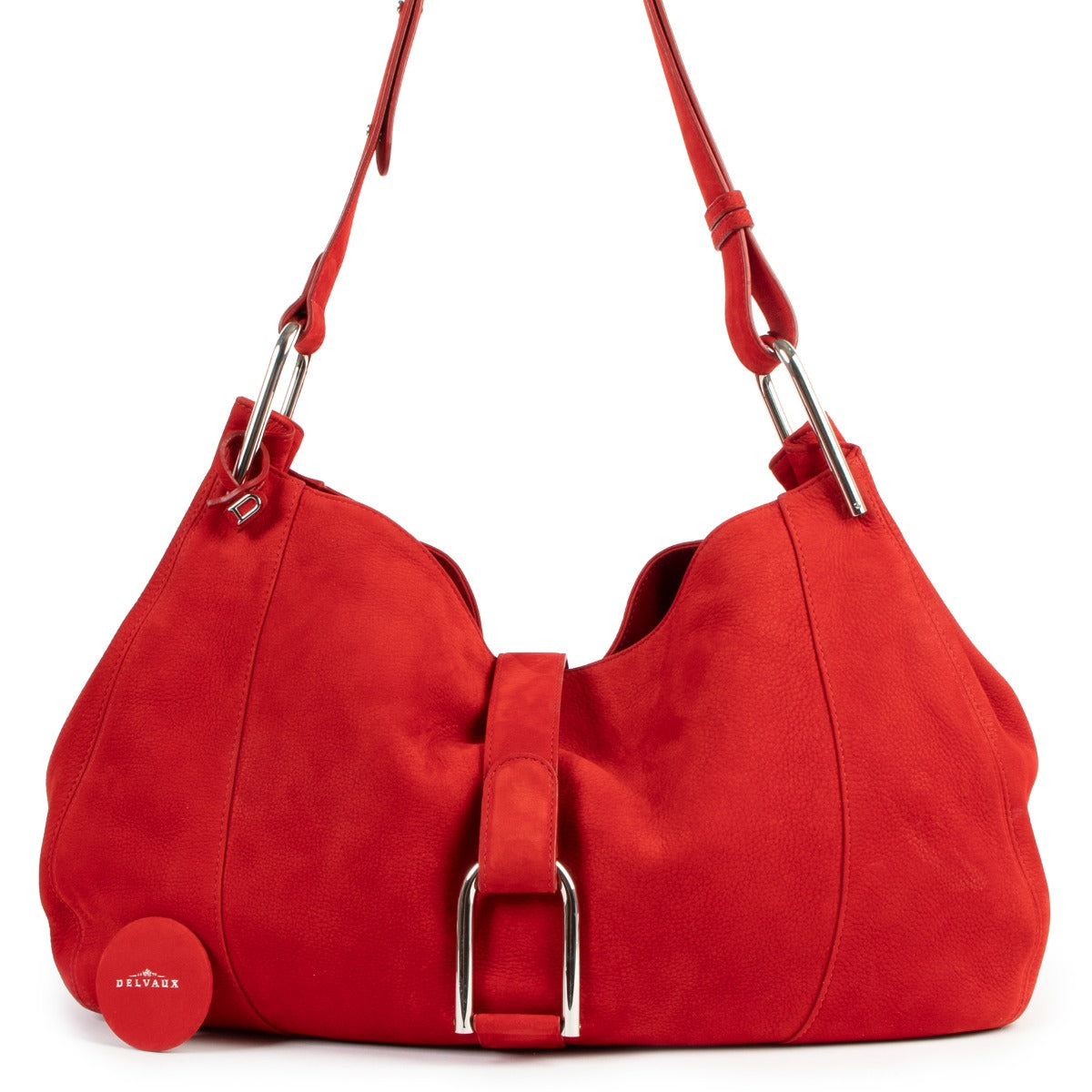 Buy online an authentic second hand Delvaux Red Nubuck Chablis Shoulder Bag in good condition at Labellov in Antwerp.