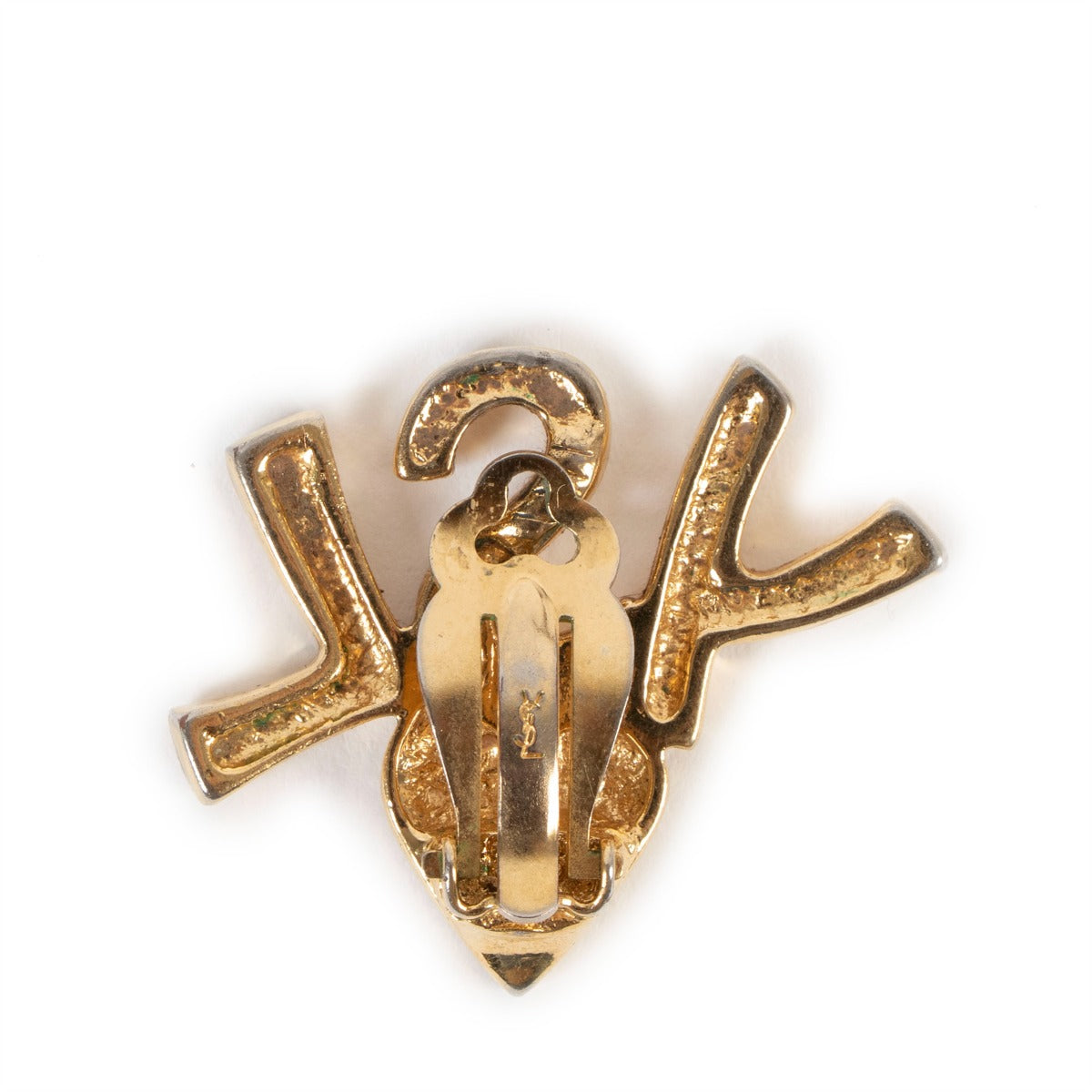 Yves Saint Laurent Vintage YSL Logo Gold Clip Earrings