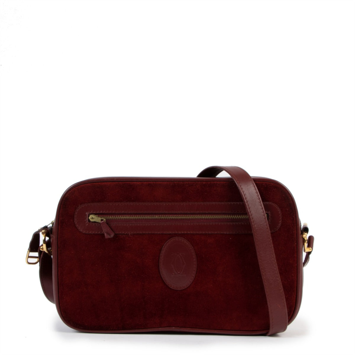 Second hand Cartier Vintage Burgundy Suede Camera Bag at Labellov.com