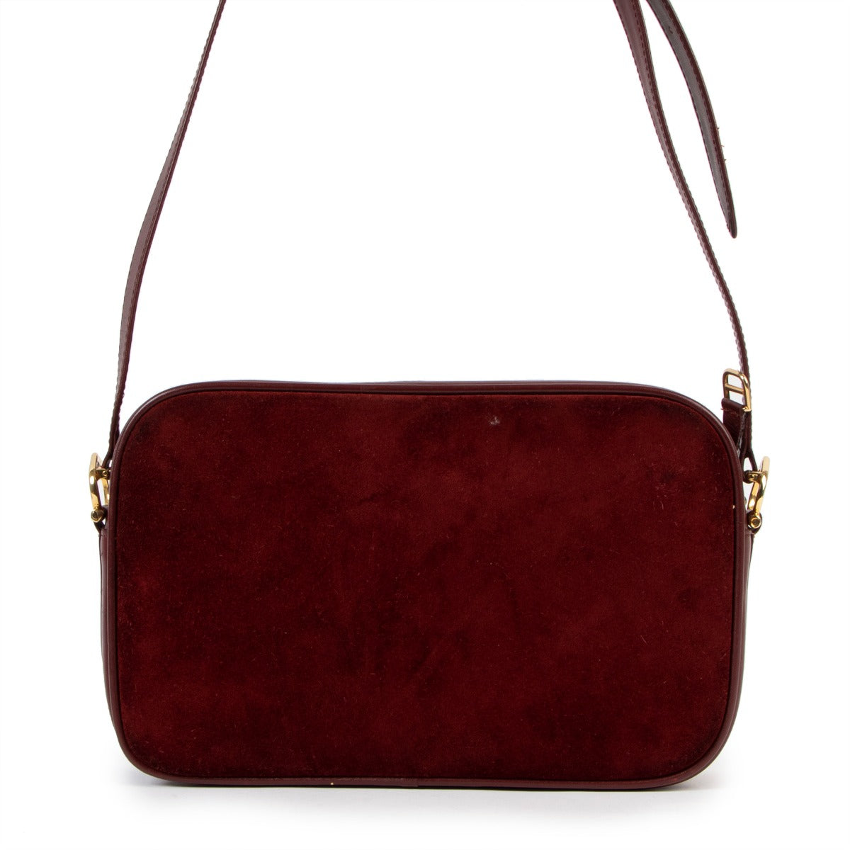 Second hand Cartier Vintage Burgundy Suede Camera Bag at Labellov.com