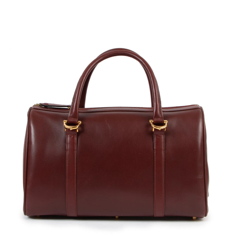Must de Cartier Vintage Burgundy Leather Boston Bag