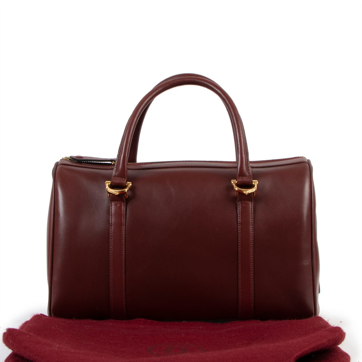 Must de Cartier Vintage Burgundy Leather Boston Bag