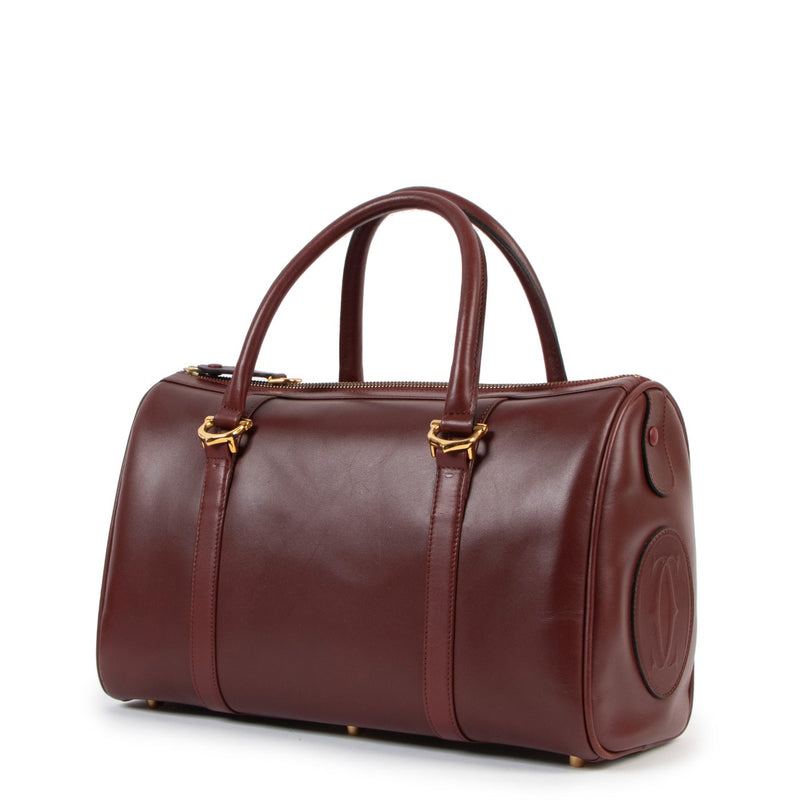Must de Cartier Vintage Burgundy Leather Boston Bag