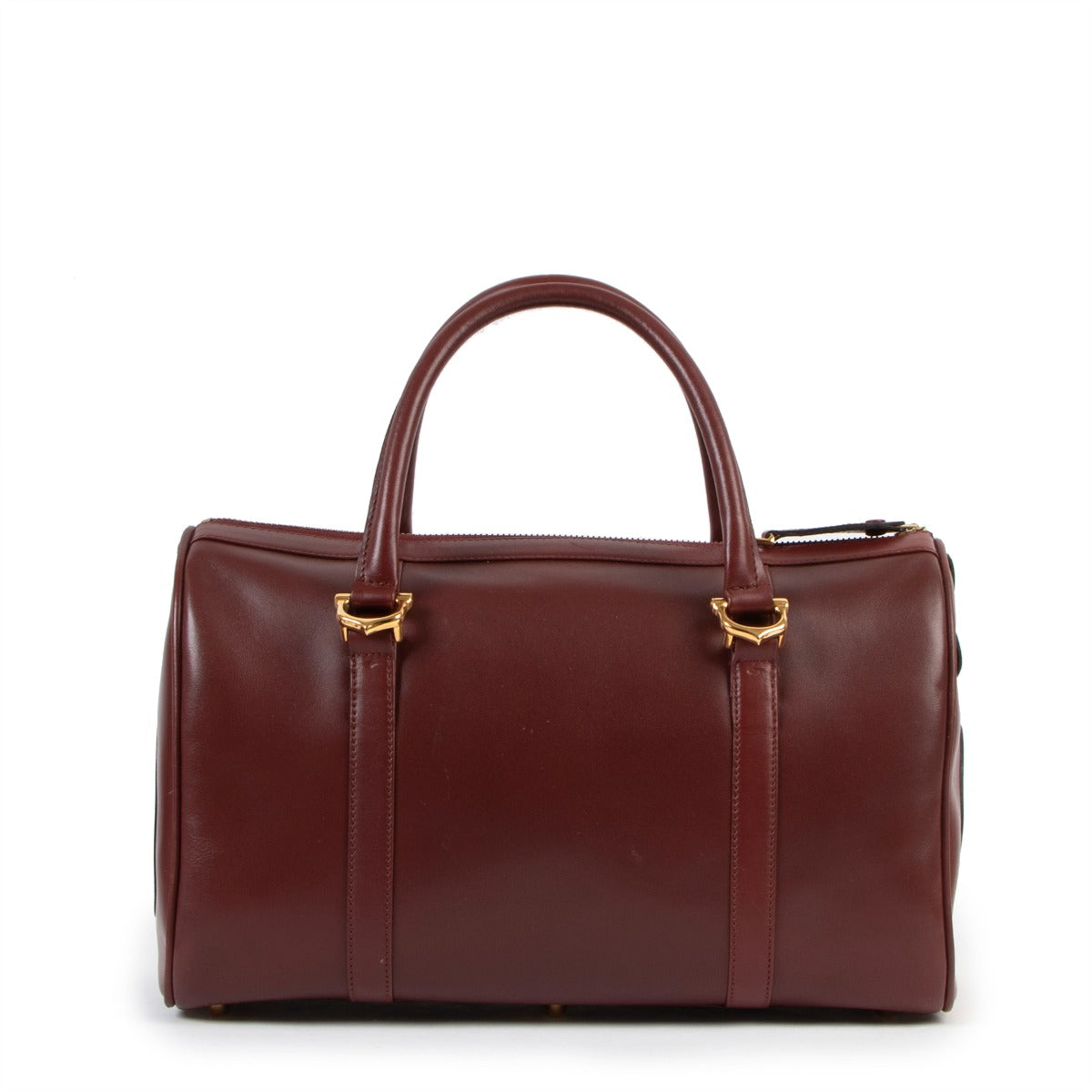 Must de Cartier Vintage Burgundy Leather Boston Bag