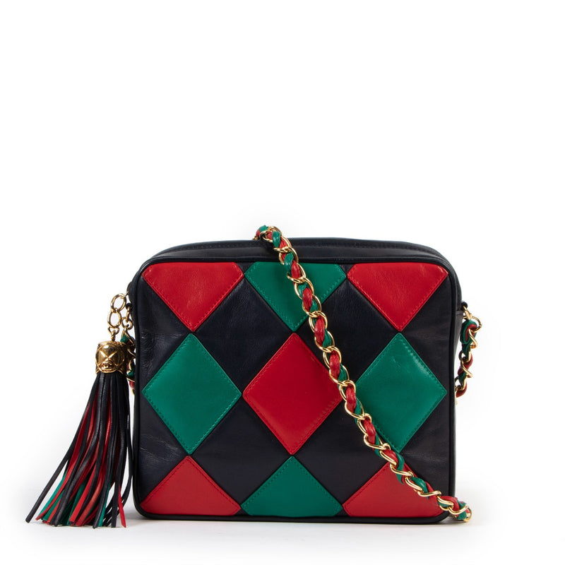 Authentic second hand Chanel Vintage Harlequin Tassel Camera Bag at Labellov