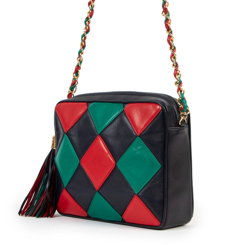 Authentic second hand Chanel Vintage Harlequin Tassel Camera Bag at Labellov