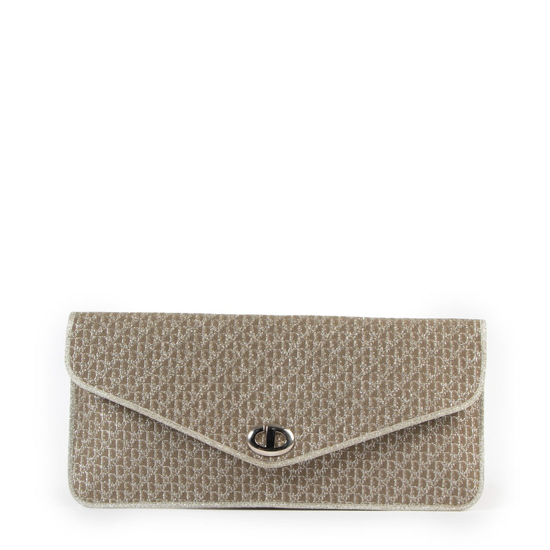 Christian Dior 1970s Monogram Gold Clutch Pouch Bag