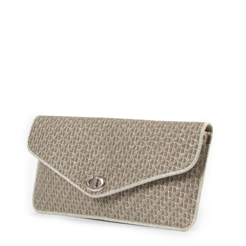 Christian Dior 1970s Monogram Gold Clutch Pouch Bag