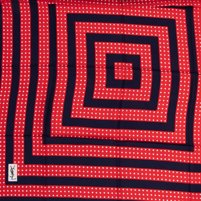 Yves Saint Laurent Vintage Polka Dot Square Silk Scarf