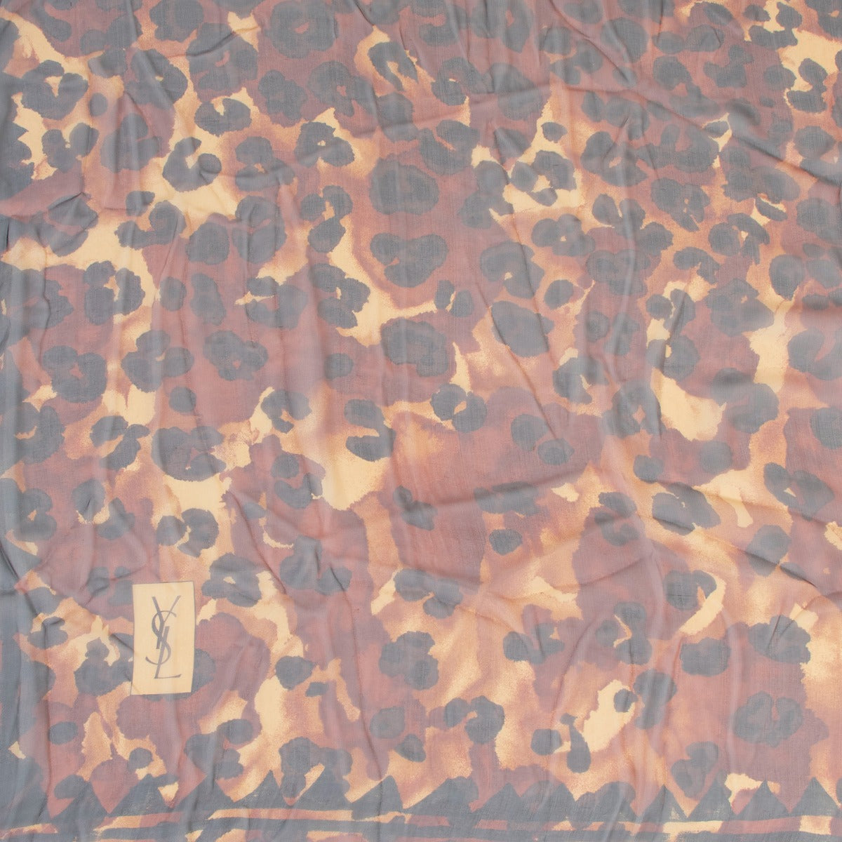 Yves Saint Laurent Vintage Brown Leopard Silk Chiffon Scarf