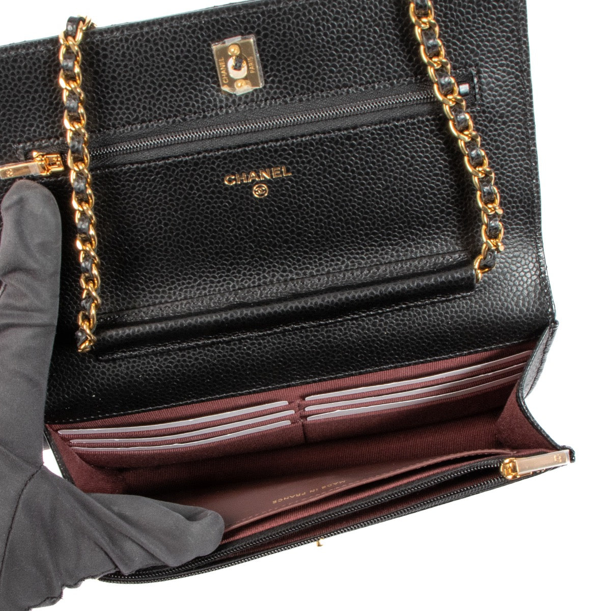 shop 100% authentic second hand Chanel Black Caviar Classic Wallet On Chain on Labellov.com