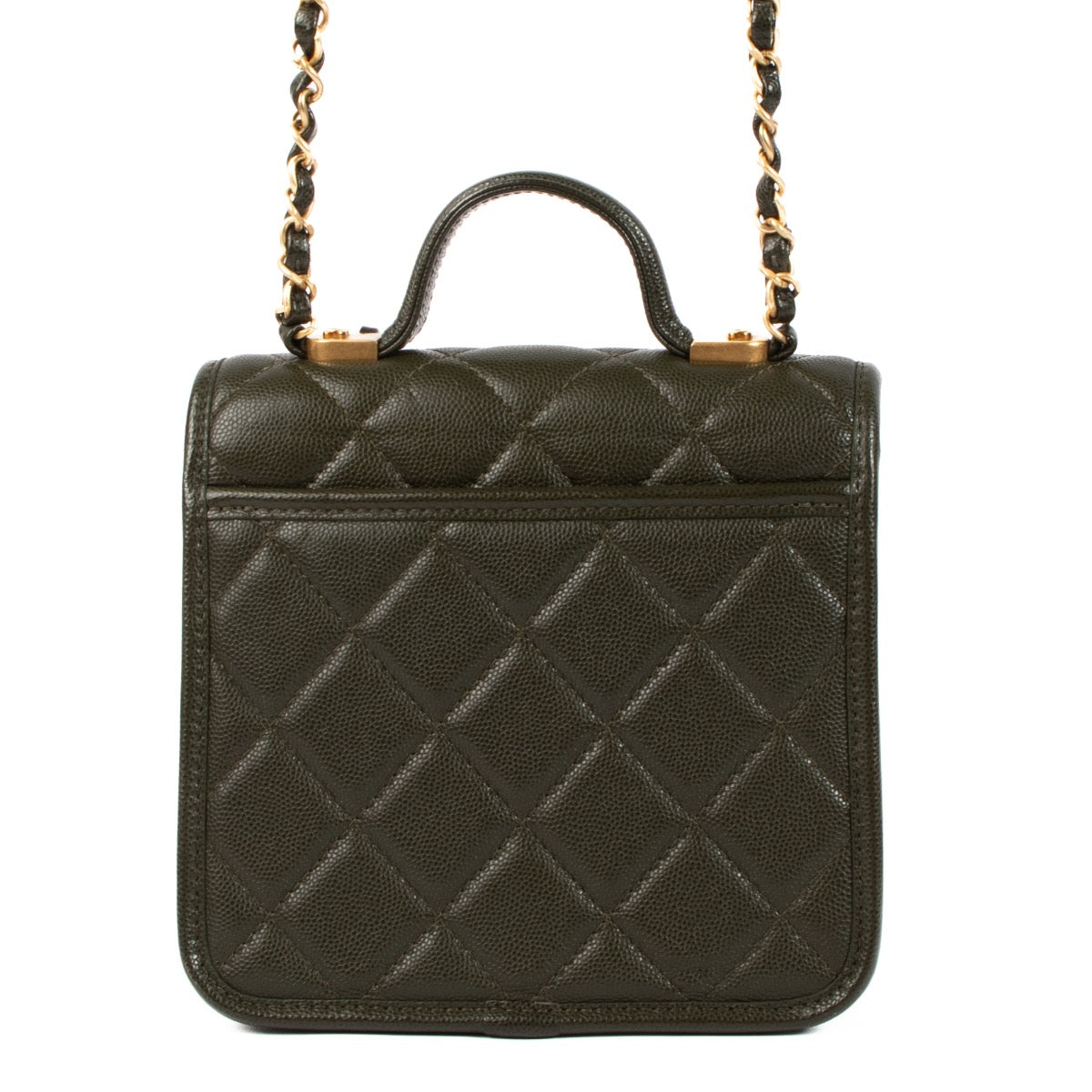 shop 100% authentic second hand Chanel 22K Green Caviar School Memory Mini Flap Bag on Labellov.com