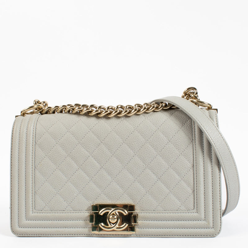 Chanel Grey Caviar Medium Boy Chanel Bag