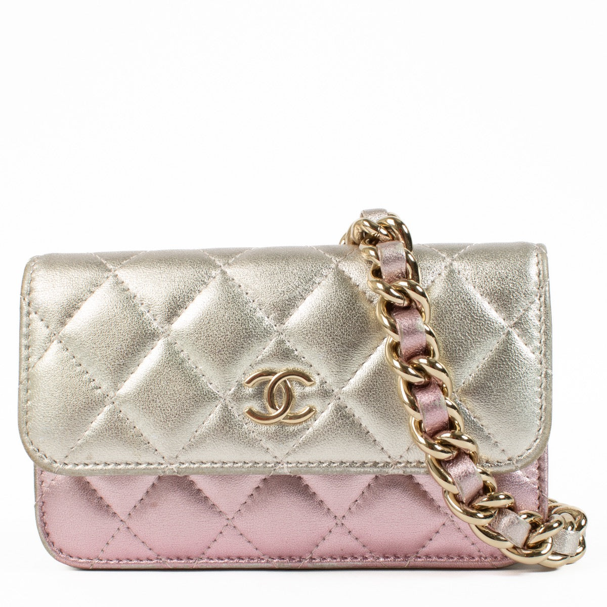 Authentic second hand Chanel Gradient Metallic Lambskin Classic Clutch With Chain on Labellov.com