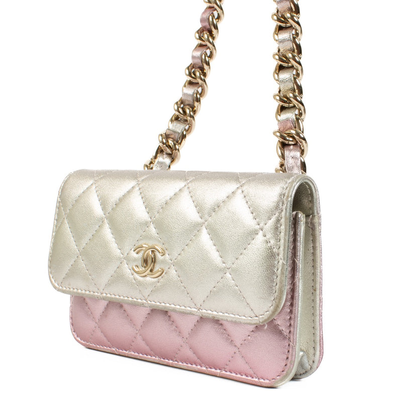 Authentic second hand Chanel Gradient Metallic Lambskin Classic Clutch With Chain on Labellov.com