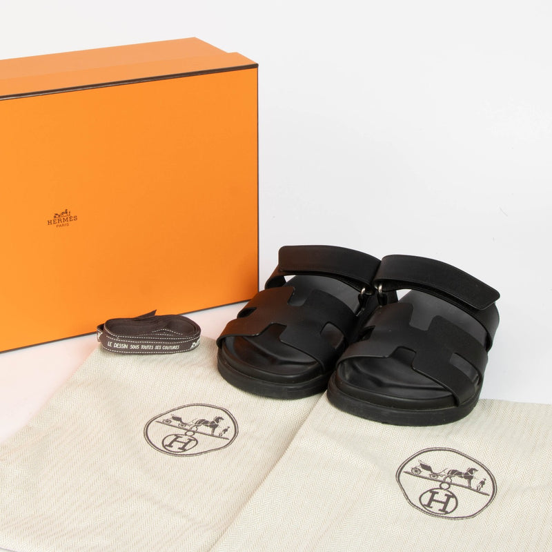 Shop this 100% authentic Hermès Black Chypre Sandals in size 36 at Labellov.com
