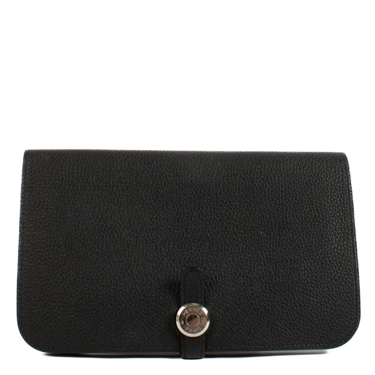 Portefeuille Hermès Dogon Duo en cuir Togo noir