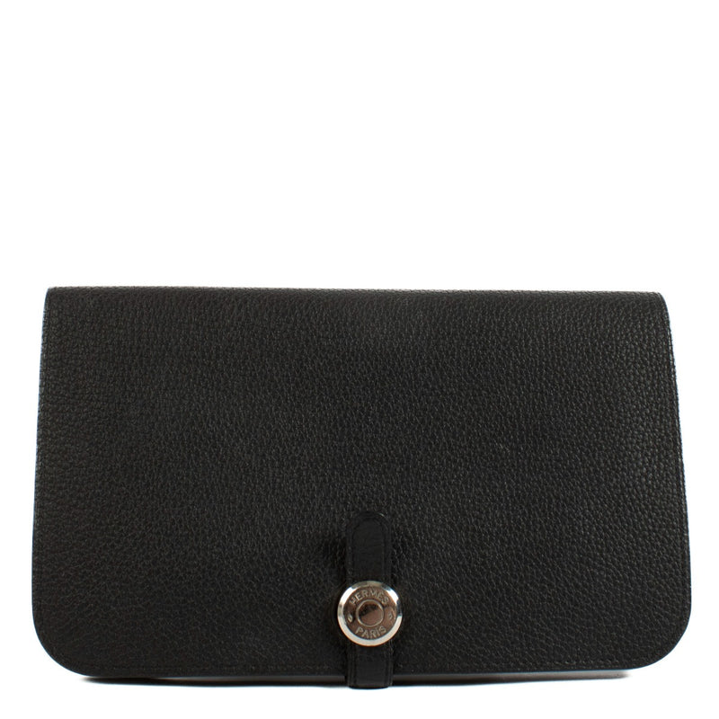 Hermès Zwarte Togo Dogon Duo Portemonnee