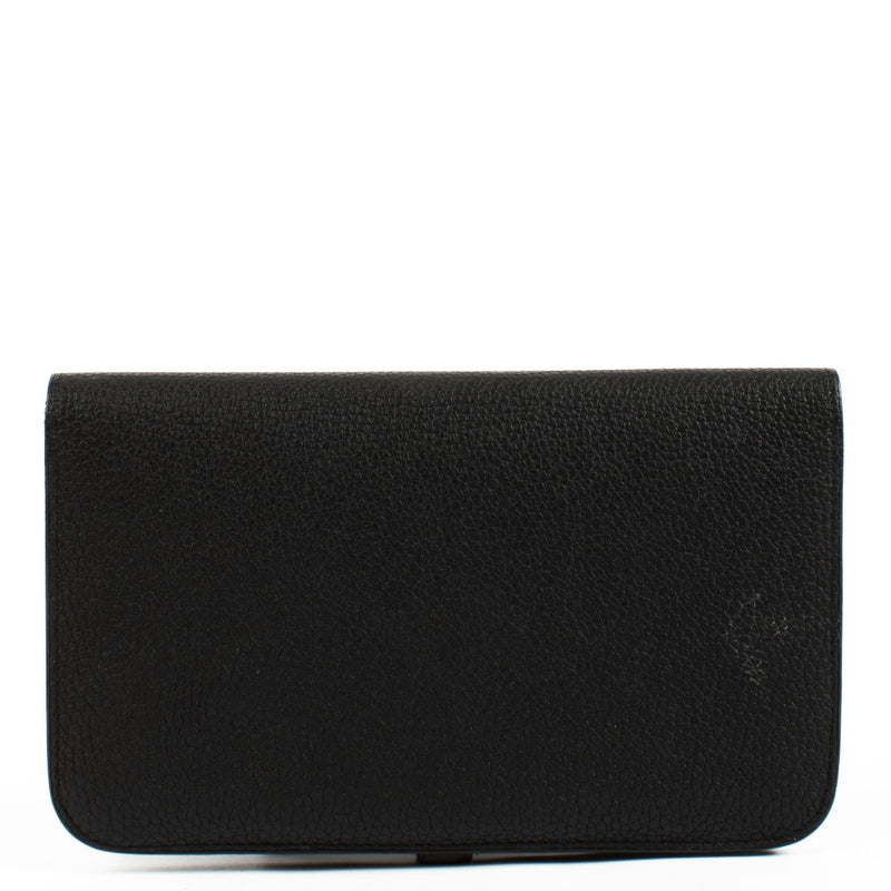 Hermès Zwarte Togo Dogon Duo Portemonnee
