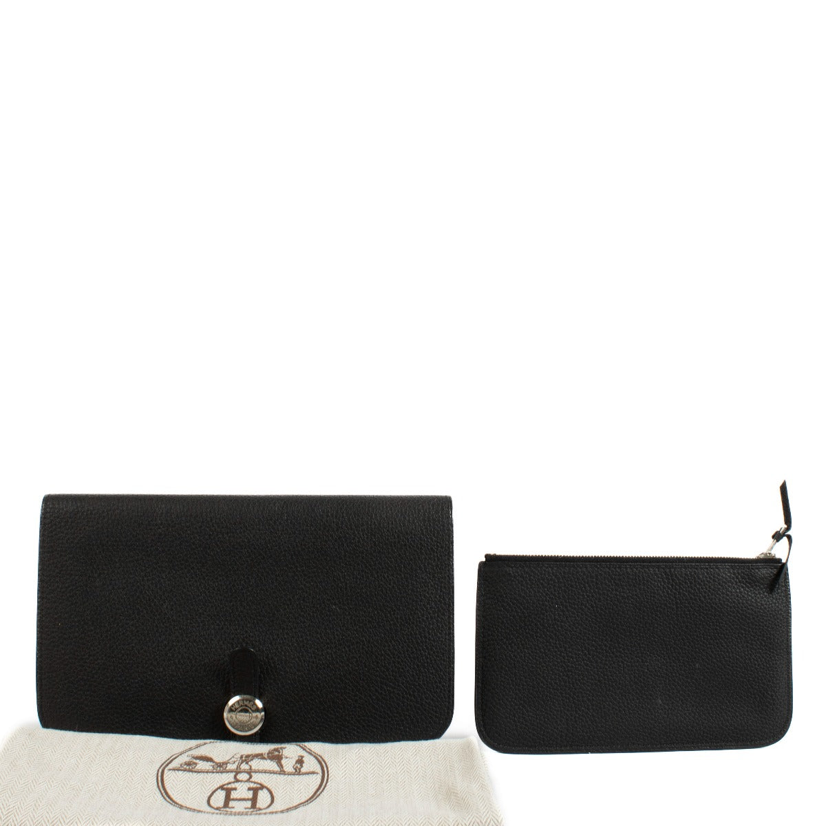 Portefeuille Hermès Dogon Duo en cuir Togo noir