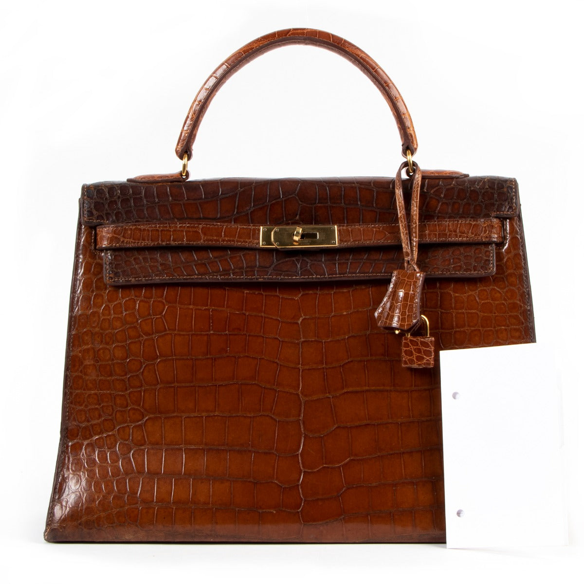 Hermès Vintage Kelly 35 Porosus Crocodile Miel GHW