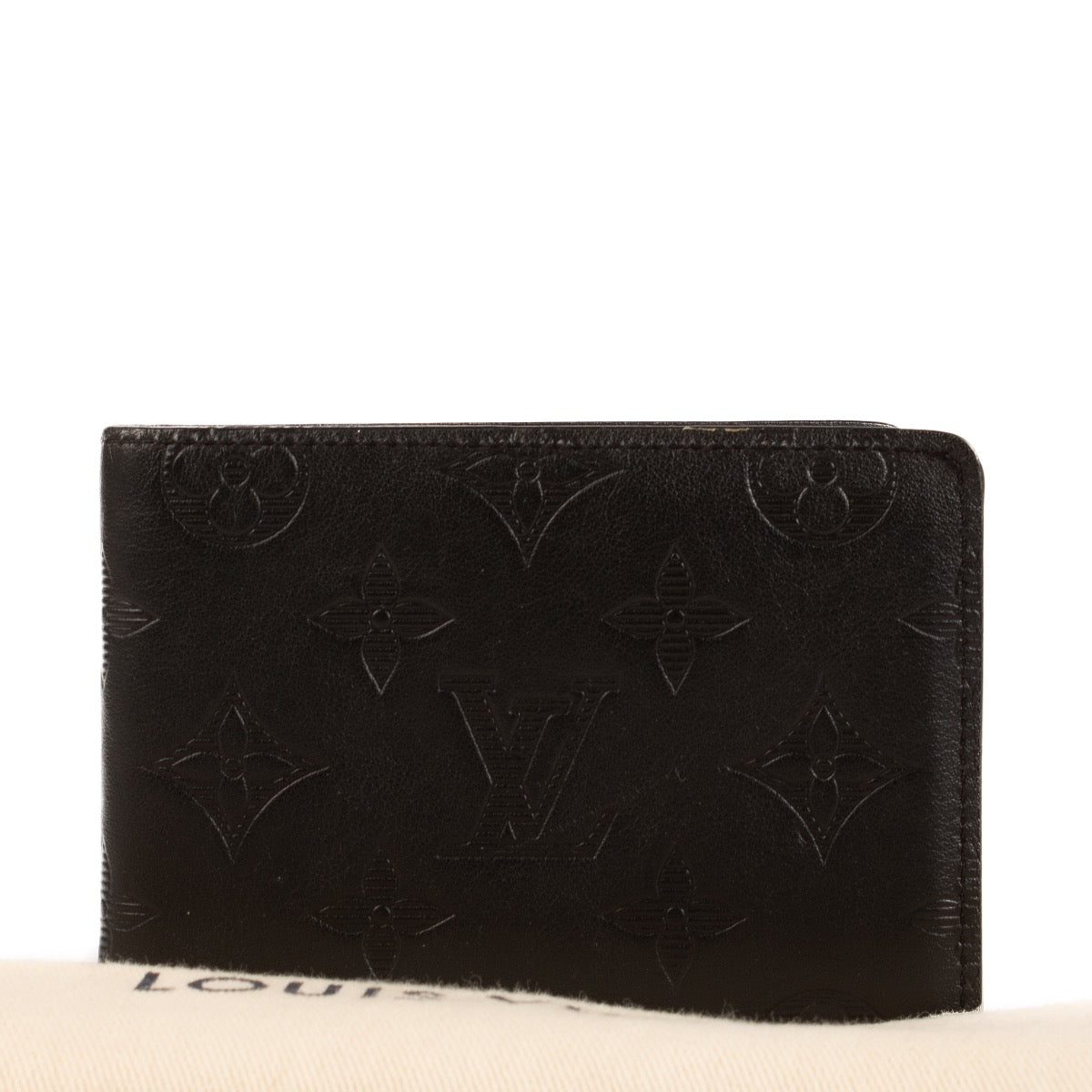 Shop safe online at Labellov in Antwerp, Brussels and Knokke this 100% authentic second hand Louis Vuitton Black Monogram Shadow Leather Multiple Wallet