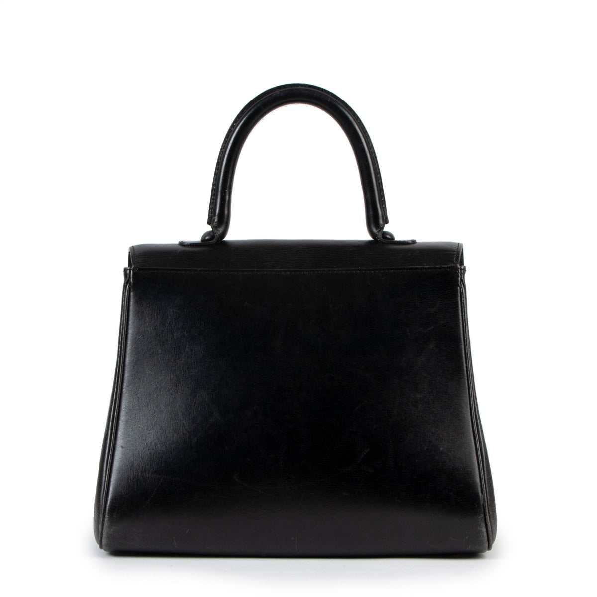 Delvaux Brillant MM Black Box Calf Handbag
