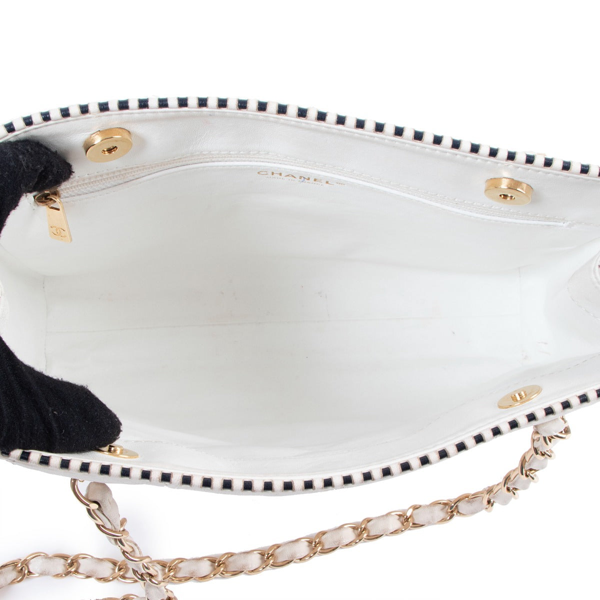 Chanel Vintage White CC Small Shopping Tote Bag