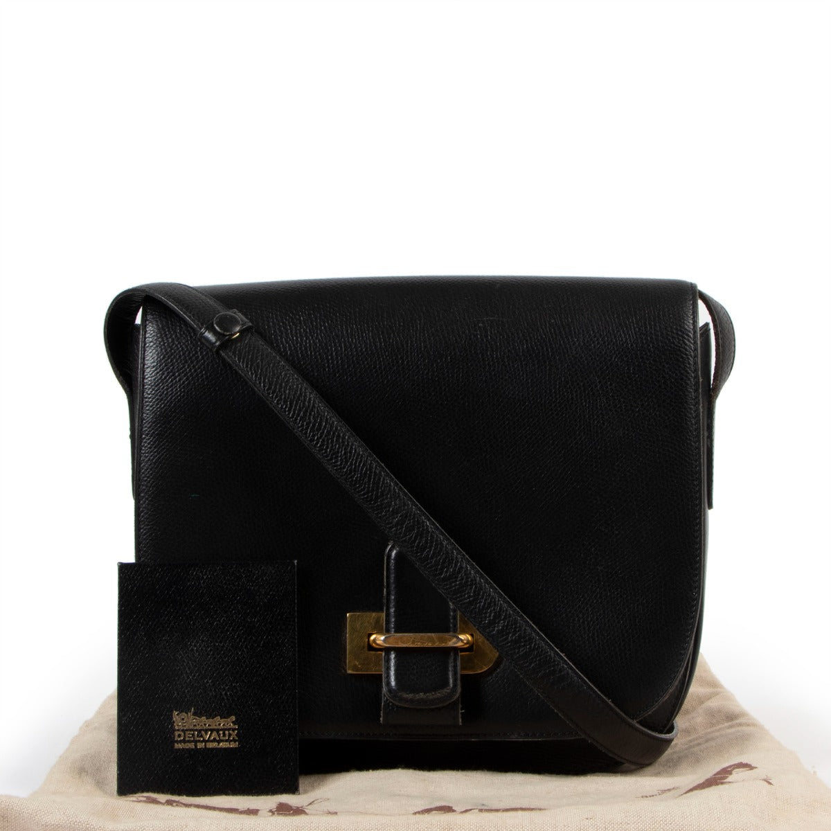 Delvaux Vintage Black Leather Crossbody Bag