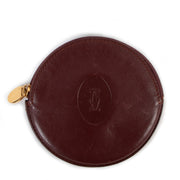 Buy an authentic second hand vintage Cartier Burgundy Round Coin Wallet in good condition at Labellov