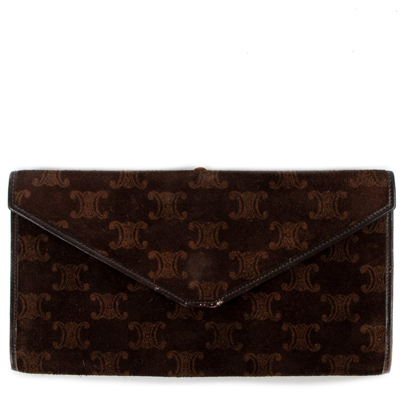 Shop safe online at Labellov in Antwerp this 100% authentic second hand Celine Brown Monogram Suede Wallet
