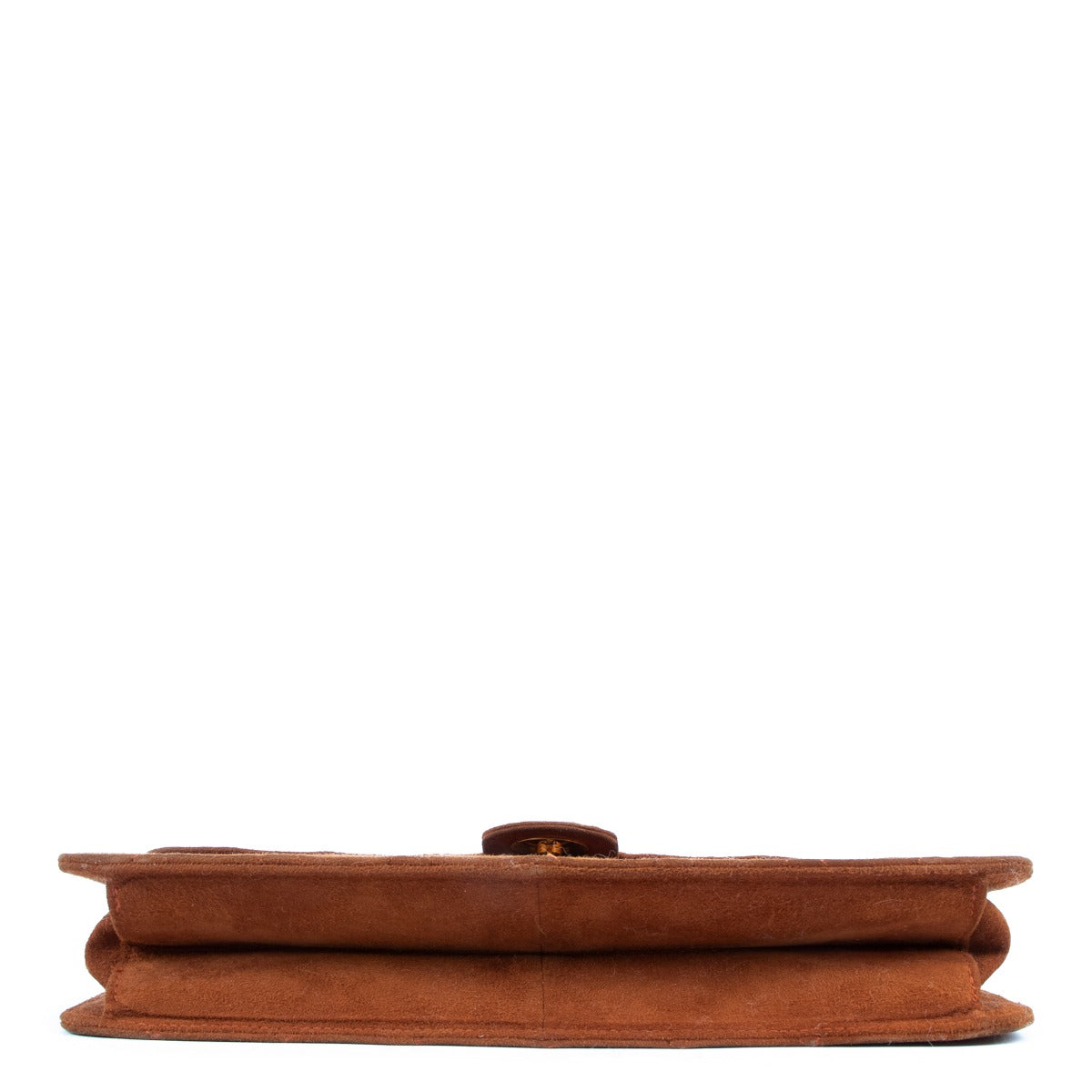 Chanel Vintage Brown Suede Clutch With Chain