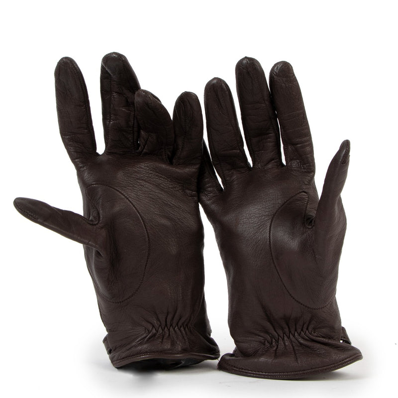 Prada Brown Lambskin Leather Gloves