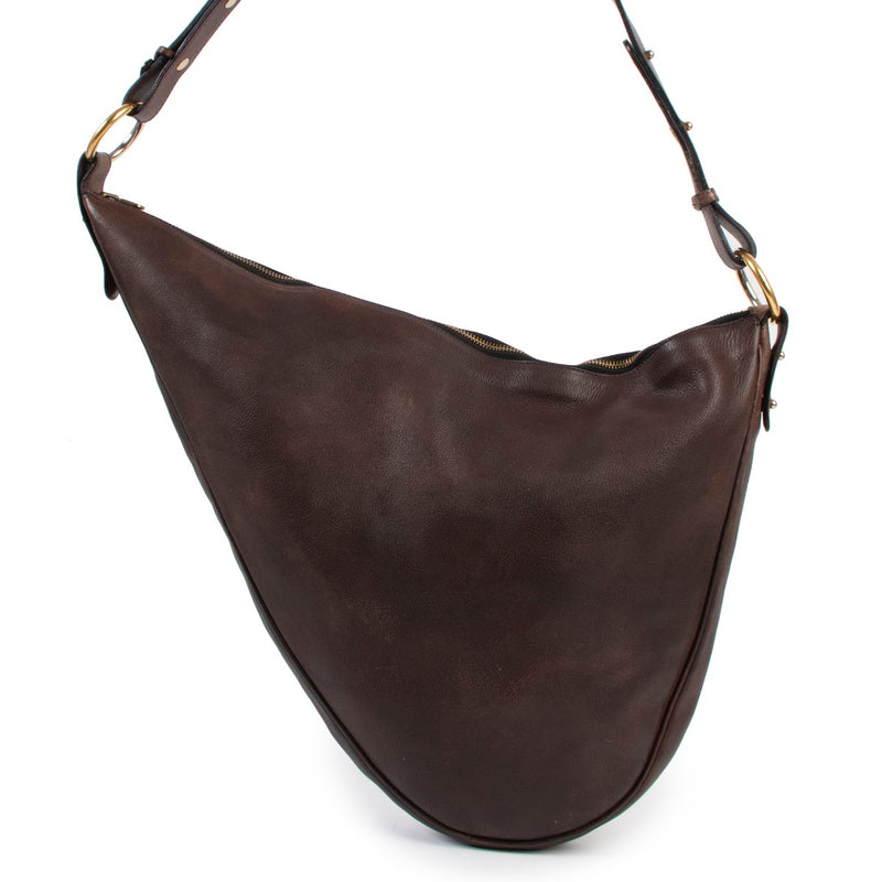 second hand vintage Delvaux Tentation GM Brown Leather Shoulder Bag at labellov