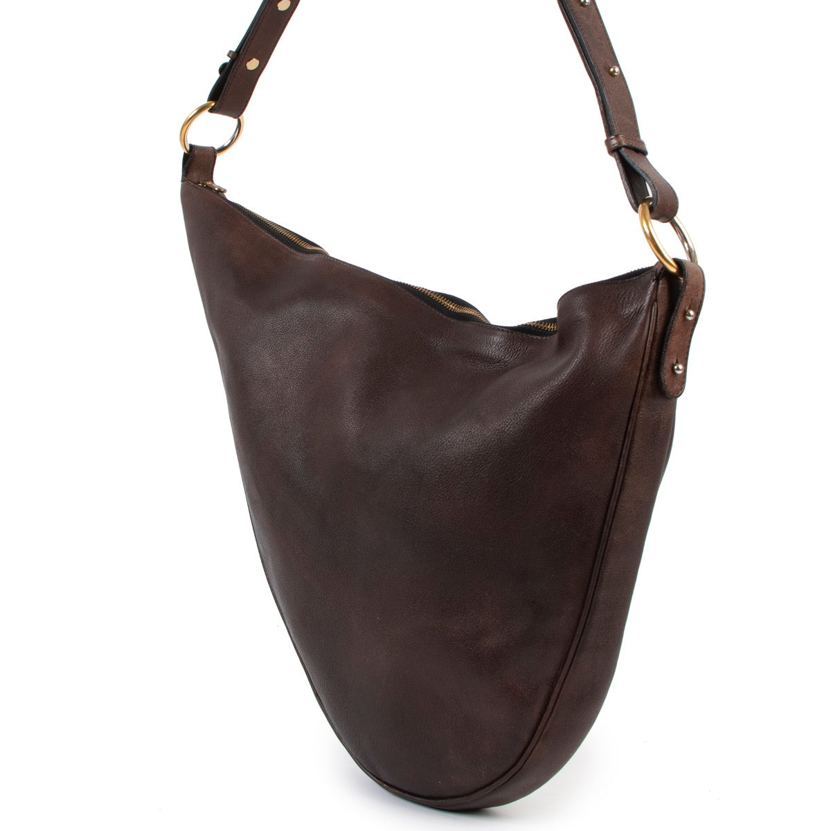 second hand vintage Delvaux Tentation GM Brown Leather Shoulder Bag at labellov
